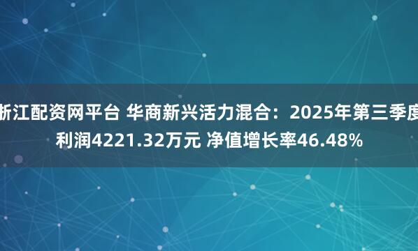 浙江配资网平台 华商新兴活力混合：2025年第三季度利润4221.32万元 净值增长率46.48%